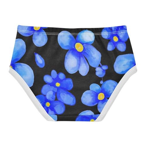 Cotton Toddler Girls Underwear Painted Blue Flowers Black Panties Little Girl Cartoon Underpants Briefs 2t2