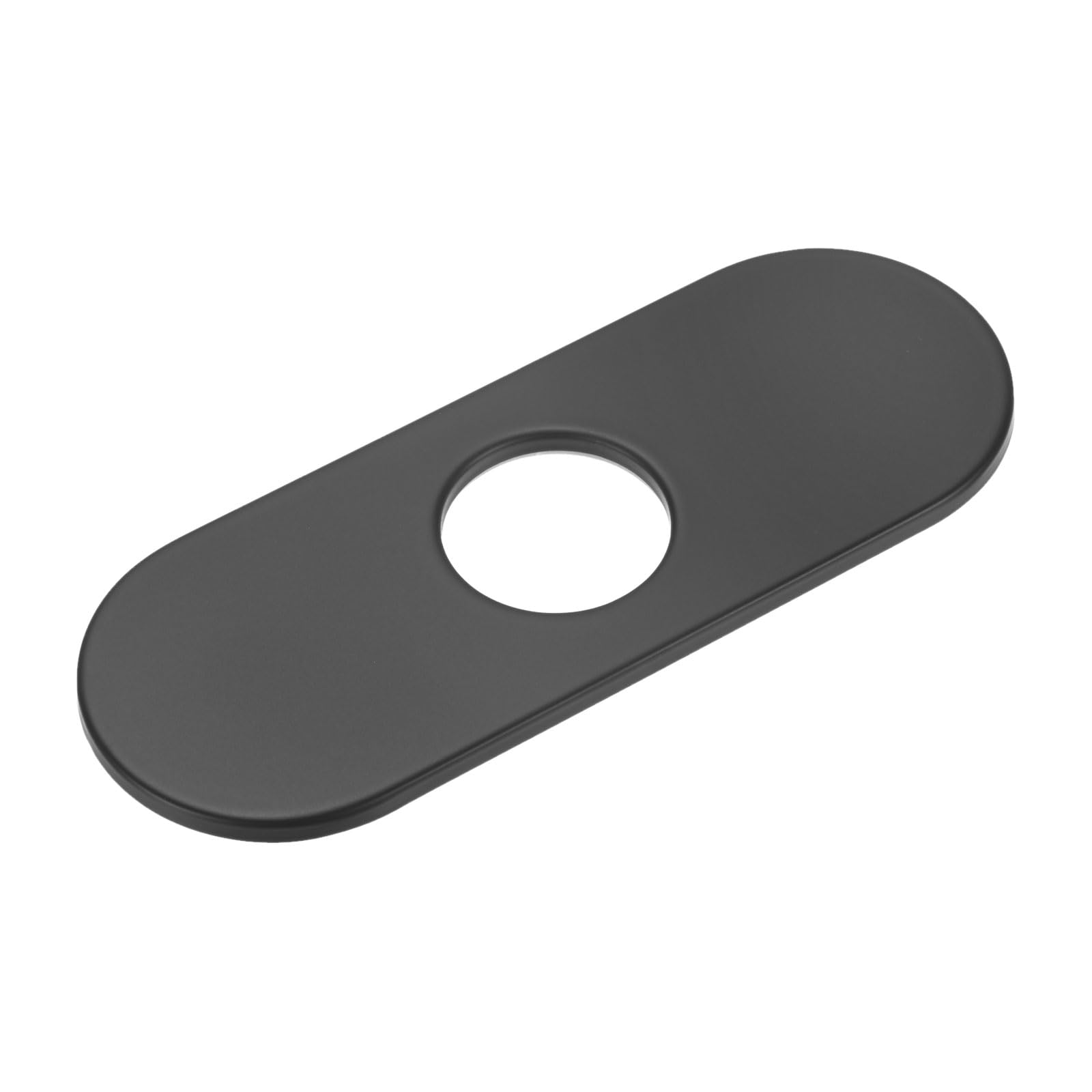 M METERXITY Faucet Deck Plate, 6 Inch 304 Stainless Steel Oval Hole Cover Escutcheon Deck Plate for Bathroom/Kitchen Sink [Black]