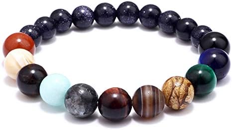 Nine Planets Beaded Stretch Bracelets Galaxy Style Strand Bracelet Colorful Natural Stone Bracelet Gift for Girlfriend Wristband