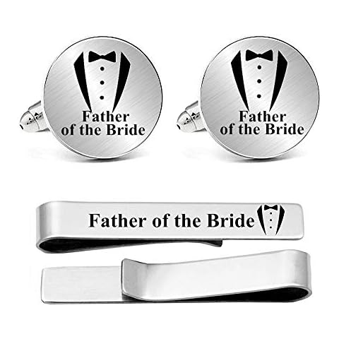 Kooer Engraved Suit Tuxes Cuff Links Tie Bar Set Personalized Wedding Cufflinks Gift For Groom Groomsman, M, Stainless Steel, cufflinks tie clip tie tack Cover