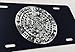 Mayan Aztec Calendar Car Tag Diamond Etched on Black Aluminum License Plate