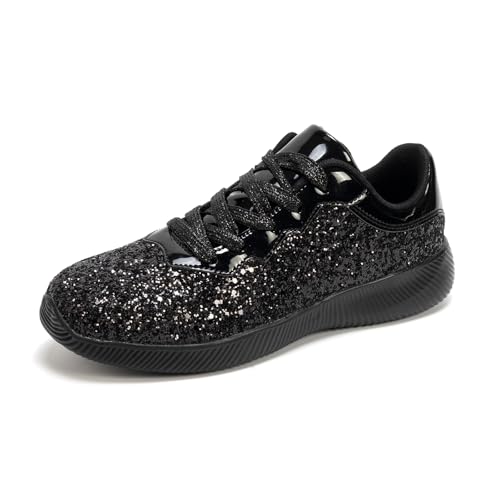 Women's Glitter Sneakers Shoes Lightweight Tennis Shoes Metallic Sequin Walking Shoes