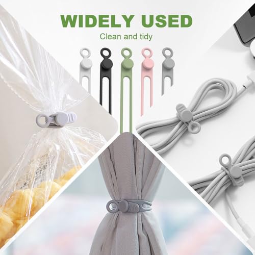 Organizador de Cables para Datos 10PC, 2026 Actualización Lazos de Silicona Reutilizables para Manejo de Cables, Organizador Elástico Multipropósito para Sujetar y Agrupar Cables y Cuerdas (A) miniatura 4