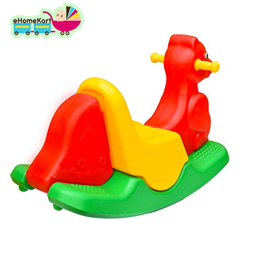 Image of eHomeKart Rocker for Kids - Multi-Color Plastic Horse Ride-on Toy - Perfect for Indoors and Outdoors - for Boys and Girls (84 x 31 x 46 cm (Horse Rocker)