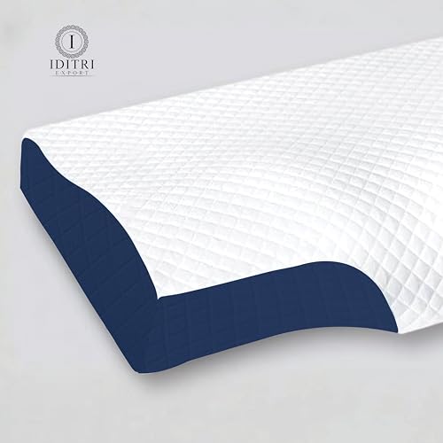 Image of Ergonomic Cervical Support Pillow Set of 2, Rebound Memory Foam Contour for Neck, 48x30x9 cm, Breathable Skin Friendly Mesh Fabric, Orthopedic Bedding for Side Sleepers,Blue