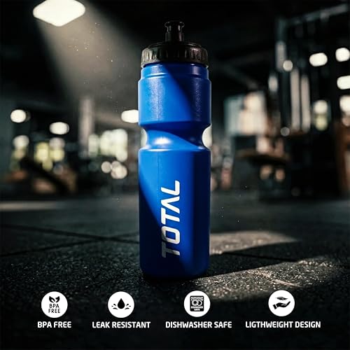 Image of TOTAL Sipper Bottle for Gym, Running, Cycling | BPA-Free Sports Water Bottle with Push /Pull Leakproof Cap | Lightweight, Durable & Reusable Bottle for Outdoor Fitness Use Blue | 800 ML
