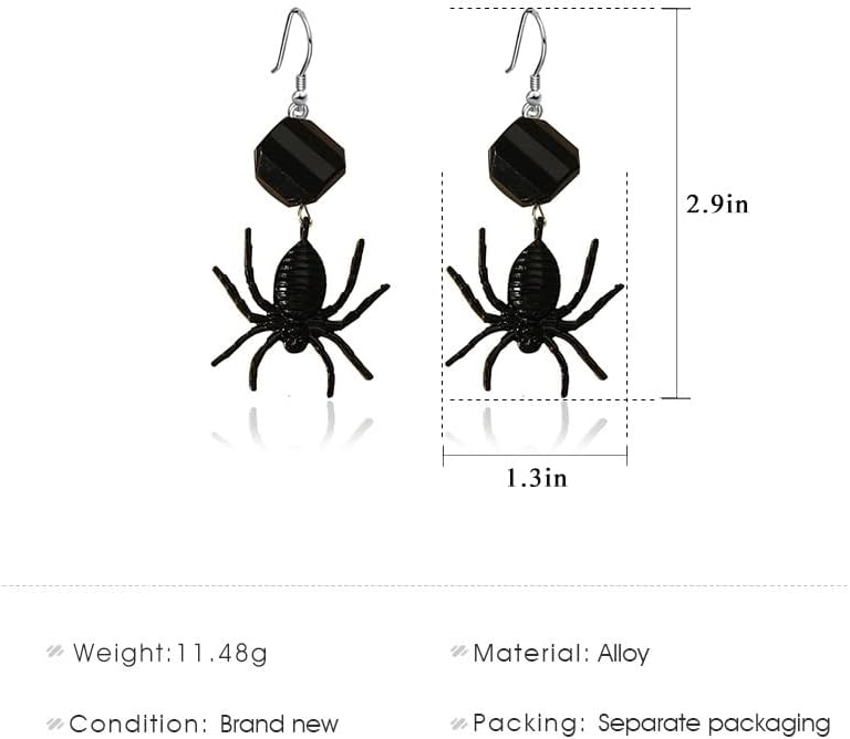 Vintage Gothic Spider Earrings Halloween Crystal Spider Drop Dangle Earrings Punk Style Reptile Animal Jewelry for Women - Image 5