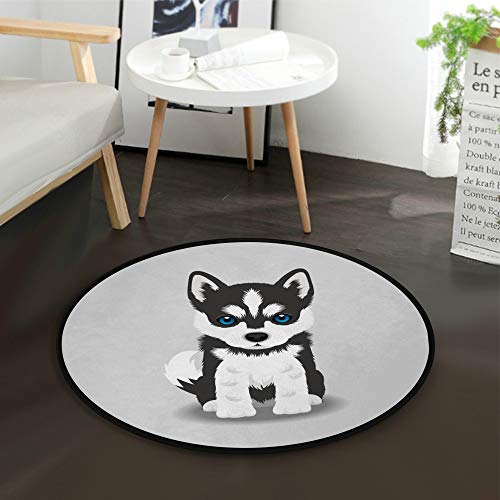 Paillasson rond antidérapant et ultra-absorbant pour chien Husky - 5