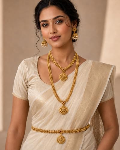 Image of Shining Diva Fashion Stylish Fancy Pearl Choker Traditional Jewellery Set for Women | Temple Necklace Set | Festive Wedding Party Necklace | 22k Gold Plated | Just Like Original Gold Jewellery