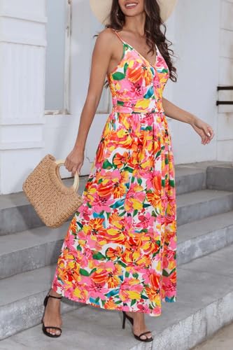 Image of Newshows Women's 2026 Lightweight Summer Wedding Guest Beach Vacation Casual V Neck Split Flowy Maxi Dress