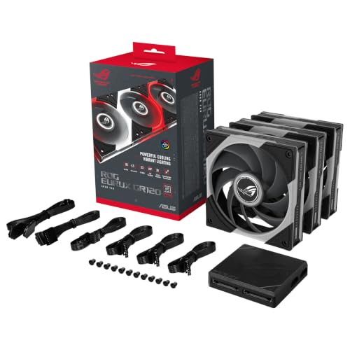 Image of ASUS ROG Eurux GR120 ARGB PWM Fan Triple Pack 120mm PWM Fan, 2600RPM, Patented Daisy-Chain, Custom Lighting, Fan Hub