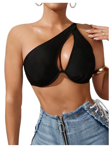 SHENHE Women's Underwire Push Up Bikini Top One Shoulder Cut Out Bathing Suit Swimwear