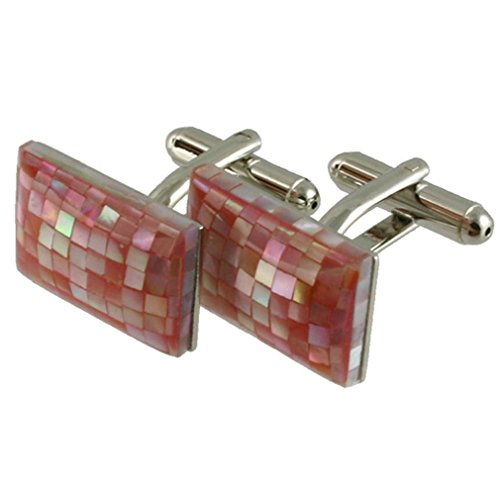 Gemelos rosa perla gemelos de madreperla mosaico accesorio de puño con bolsa de regalo