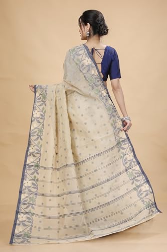 Image of OISHANI SAREE GHOR Women's Traditional Bengal Tant Pure Cotton Starch Handloom Saree No Blouse Piece