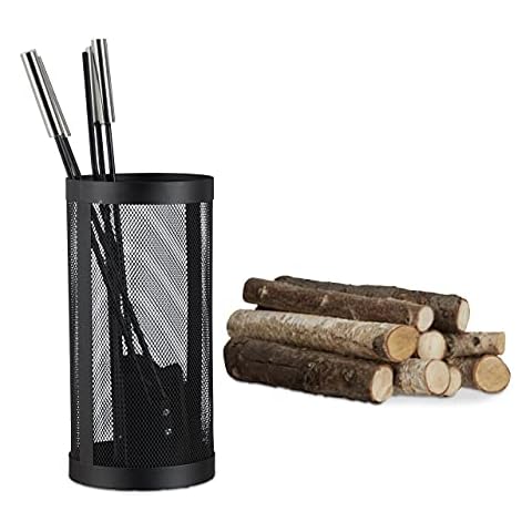 Relaxdays Modern Steel 5-Piece Fire Irons Set Cover