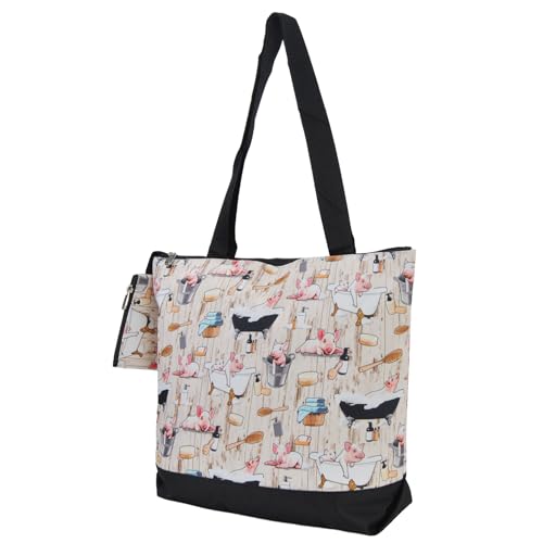 Image of NGIL Medium Top Zipper Closure Canvas Tote Bag with Attached Matching Coin Purse For Moms and Nurses