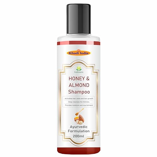 Image of Khadi Vedimatic Khadi Natural Honey & Almond Hair Shampoo for Controlling Hair Fall |Natural Shampoo for Healthy & Shiny Hair (Pack of 1, Honey Almond)