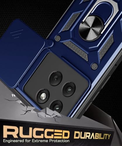 Image of WOW IMAGINE Tough Armor Bumper Mobile Back Case for Motorola Moto Edge 70 5G 2025 | Sliding Camera Cover | Shock Proof 360 Protection | Hybrid PC + TPU | Ring Holder with Kickstand - Blue
