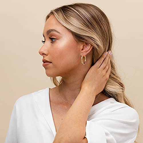 PAVOI 18K Yellow Gold Vermeil 925 Sterling Silver Post Lightweight Hoops | 30mm | Yellow Gold Hoop Earrings for Women3