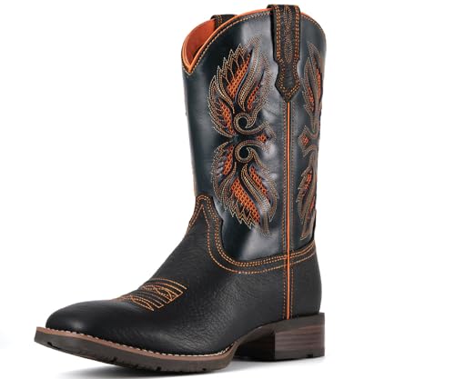 Image of SUREWAY Men's Cowboy Boots, Square Toe Pull On Soft Toe Western Boot
