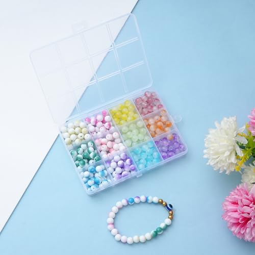 Image of Ambitieux DIY Bracelet Making Kit for Girls - 12 Types Colorful Beads with Charms, Elastic Thread, Earrings, Clasps & Rings - Jewellery Craft Kit for Kids, Birthday Return Gift, Rakhi Special Set for 2 3 4 5 6 7 8 9 10 years (Half milky jelly)
