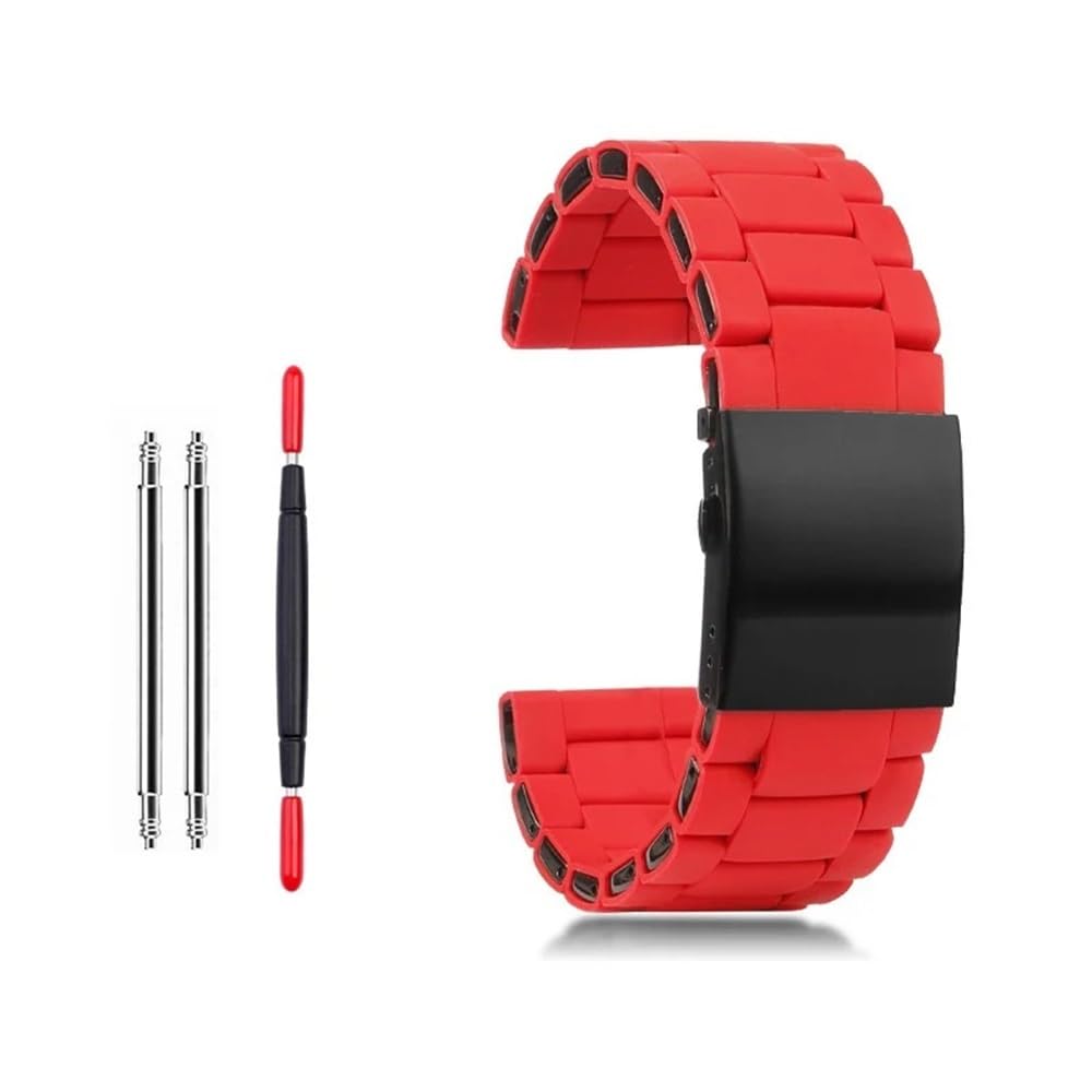 Hutbuveaw Men's Red Silicone Stainless Steel Watchband For Diesel Watch Strap Dz7396 Dz7370 Dz4289 Dz7070 Dz7395 Rubber Wrist Band 28Mm(,24Mm)