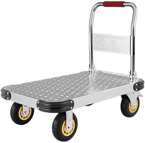 Camión de plataforma plegable resistente con ruedas giratorias de 360 grados, carrito plano para una fácil carga y almacenamiento