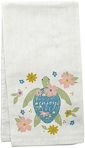 Karma Sloth Tea Towel - 100% Cotton Hand Towels for The Kitchen - Modern Home Decor - Turtle image 5