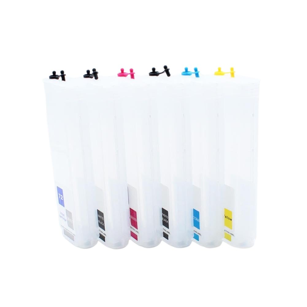 Juego de Cartuchos de Tinta Recargables vacíos de 280 ml, 6 Colores, Paquete de 72, Compatible con trazadores DesignJet T610 T620 T770 T790 T1100 T1120 T1200 T1300 T2300