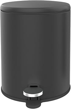 Primanova Stainless Steel Wastebin with Lid Soft Close and Inner Basket for Easy Garbage Removal be Used in Home, Kitchen,Office and Bathroom, 6 Liter, (Black matte) M-E41-06-06M