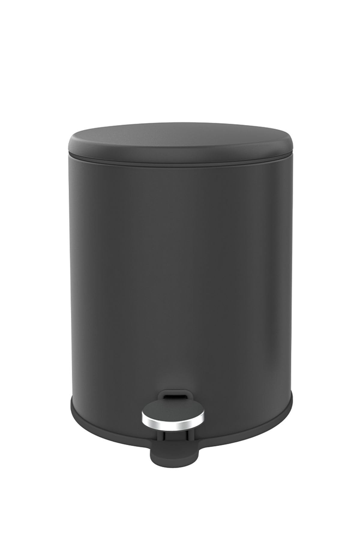 Primanova Stainless Steel Wastebin with Lid Soft Close and Inner Basket for Easy Garbage Removal be Used in Home, Kitchen,Office and Bathroom, 6 Liter,(Black matte) M-E41-06-06M