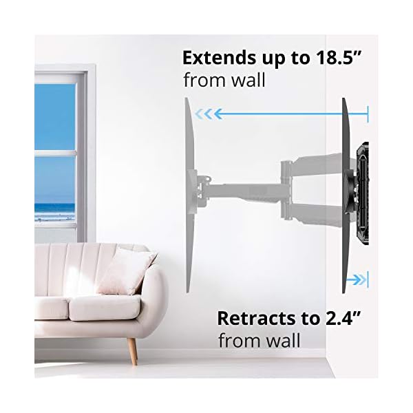 ATUMTEK Tilt Swivel TV Wall Bracket Mount, Full Motion Extension for Most 23-55 Inch Flat Curved TVs, Ceiling TV Bracket with Dual Articulating Arms, Max VESA 400x400mm, Holds Up to 36.4kg - Image 4