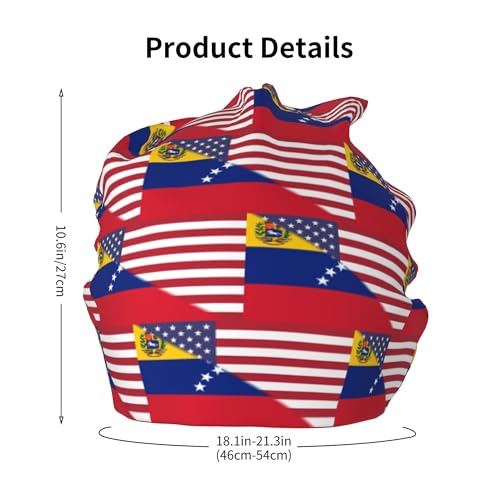 American Flag and Venezuelan Flag Children Hip Hop Knitted Hat Kids Elastic Leisure Knit Cap Warm Sleep Beanies Black2