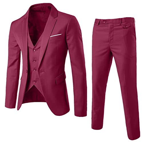 Terno masculino KAKAYO justo, 3 peças, colete, calça e blazer, para festa, casamento, negócios, para
