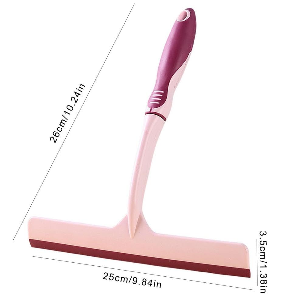 Rasquetas para Ducha, Rascador escurridor for Ducha, Puerta de Vidrio, Ventana, azulejo baño, Multicolor, 26x25x3,5 cm(Pink)