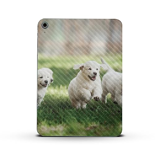 Image of MightySkins Carbon Fiber Skin Compatible with Apple iPad 10.9 inch 10th Gen (2022) Full Wrap Kit - Puppy Pack | Protective, Durable Textured Carbon Fiber Finish | Easy to Apply | Made in The USA