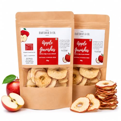 Image of Bab Louie & Co. Apple Dehydrated Fruits Garnishes For Cocktail, Mocktail, Detox Water, Green Tea, Snacks | Air Dried | Gluten Free | Vegan | No Sugar | 100% Natural | Zero Preservatives | 50 gm (Pack of 2)