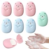 Aieoco 7 Stück Seifenblätter für Unterwegs, Seifenblätter, Reiseseife, Reise Seife Tragbare Seifenblätter Einweg Geeignet für Outdoor-Aktivitäten, Reisen, Partys, Camping und Grillen