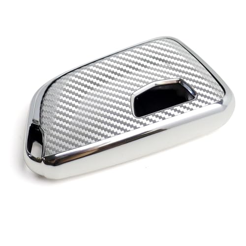Image of iJDMTOY Silver Chrome Finish Full Coverage TPU Key Fob Protective Case Compatible with 2020-up Cadillac CT5 CT6 XTS XT4 XT5 ATS, etc