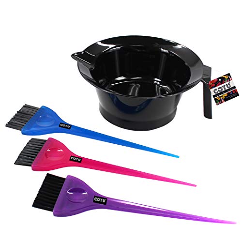 COTU Professional Translucent Salon Hair Coloring Brush and Mixing Bowl Set for Hair Color Tint Dye and Treatment