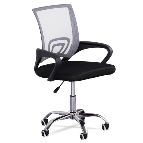 MUWO Silla giratoria de oficina Director | ergonómica y regulable en altura | tejido de malla transpirable | pies de metal estables | óptima comodidad para trabajar mucho tiempo y oficina en casa