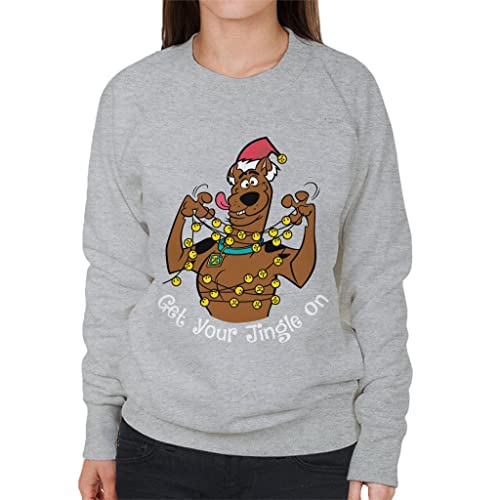All+Every Scooby Doo Christmas Tangled In Lights Women's Sweatshirt Heather Grey