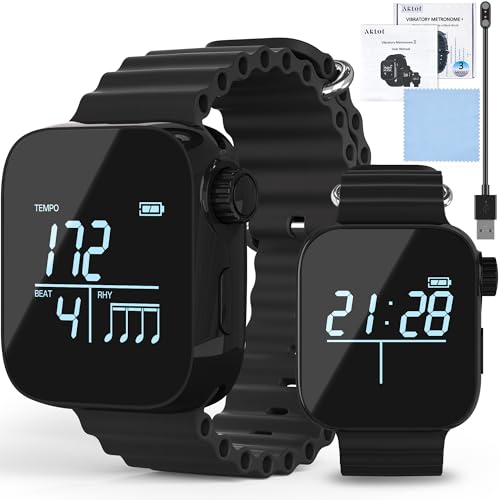 AKLOT Vibrating Metronome Watch, App-Adjustable Pulse Metronomes (Instrument/Sports/24-Hour Time...