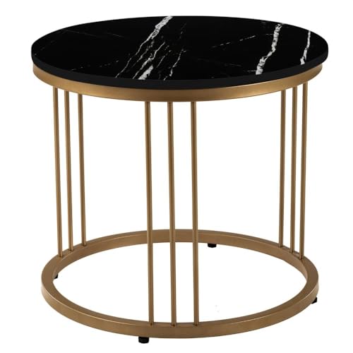 Image of Wakefit Frappe Coffee Table I Marble Finish I Vitrified Tile Top I Colonial Black