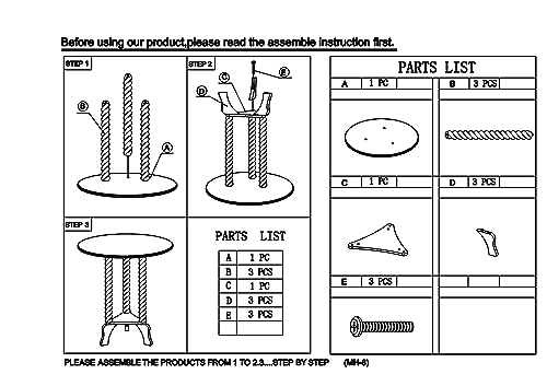 Frenchi Furniture Table, White, 18.91 in x 18.91 in x 22.97 in - Image 4