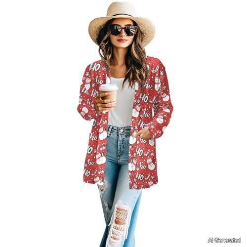 Image of Women's Lightweight Cardigans with Pockets Trendy Long Sleeve Open Front Cardigan Casual Tops Jackets Fall Oufits S-2XL