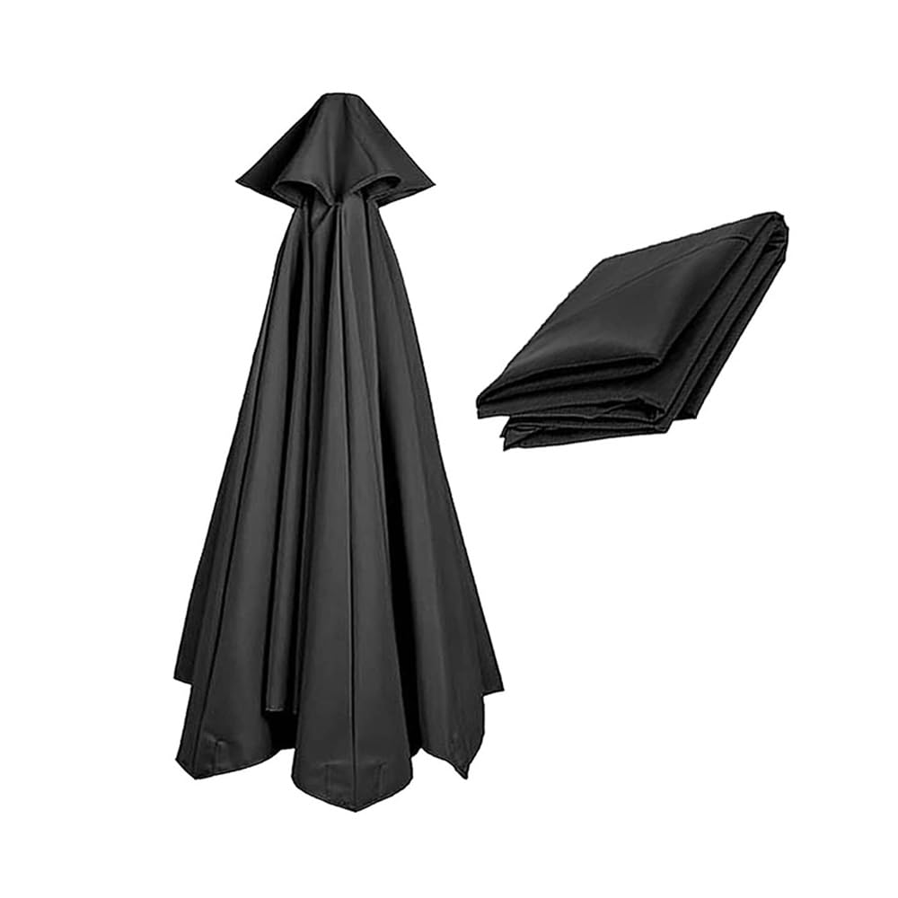 KADEUX 6 Varillas/8 Varillas 270cm/300cm Tela De Recambio para Sombrilla, Toldo De Recambio para Sombrilla De Patio/Sombrilla De Jardín/Sombrilla De Mesa, Cubierta De Sombrilla Redonda (Color : Black