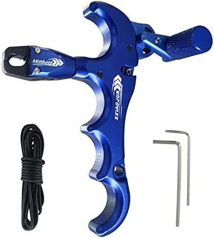 xxiaojun Compound Bow Aid Releaser and D Loop Rope，Adjustable Can Rotate 360° Thumb Release Bow Aluminum Alloy Aids，Archery Release Aids