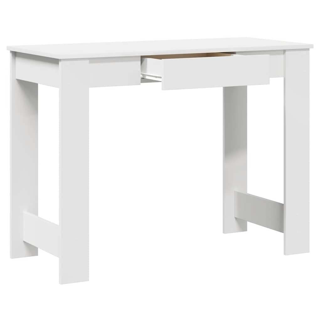 Escritorio blanco de madera 100 x 45 x 75 cm con gran superficie de trabajo y espacio de almacenamiento, mesa de oficina versátil y mesa de juegos para oficina, salón, dormitorio