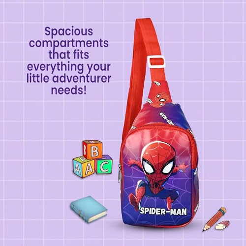 Image of Kids Space Theme Crossbody Chest Sling Bag, Navy Blue with Astronaut Print, Adjustable Strap, 17x13x6.5 cm, Perfect for School and Picnics